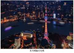 东方明珠首场3D灯光秀亮相,庆祝必胜客中国入华30周年